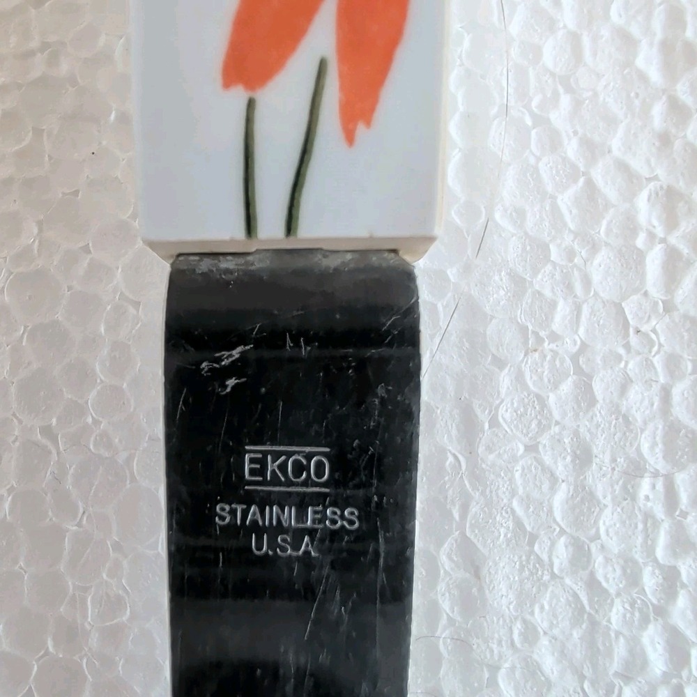 VTG EKCO Stainless Steel CARVING FORK Country Garden Daisy Flowers USA 1970s - Picture 3 of 5
